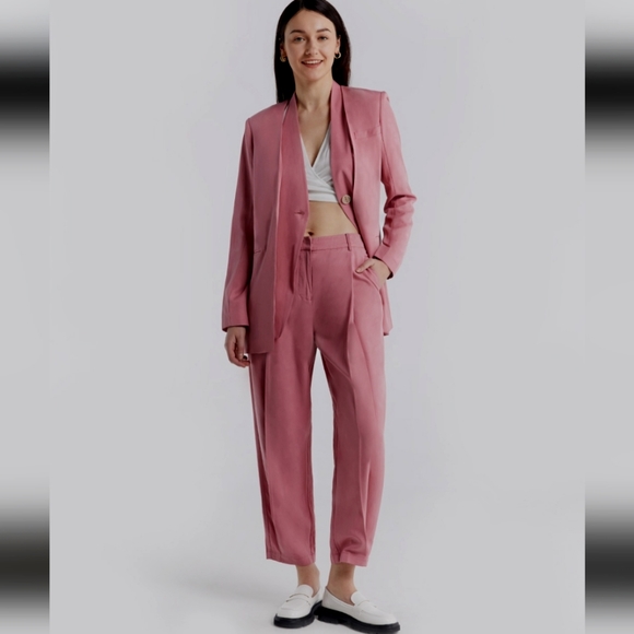 NWT Linen Blend Layered Blazer (Dusty Rose Pink) - Lattelier - Picture 6 of 13